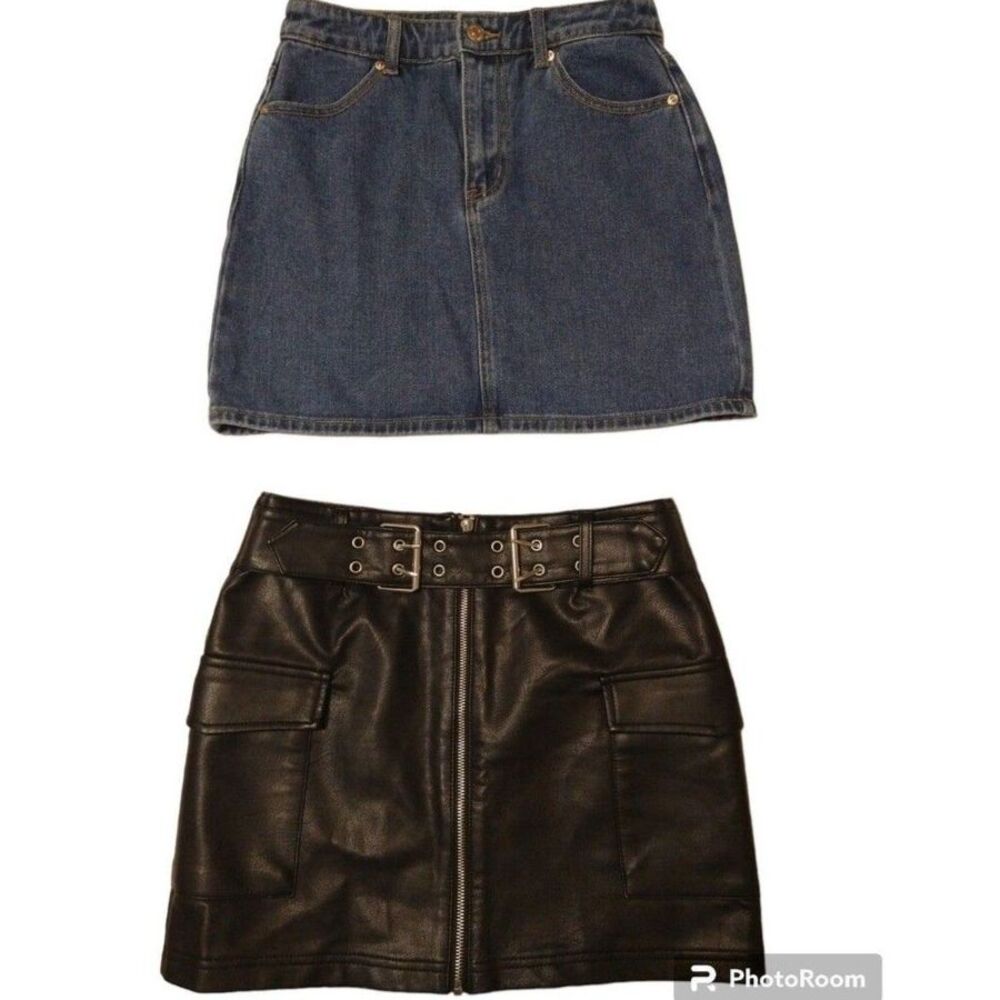 Fashion nova mini black/forever 21 denim skirts small y2k